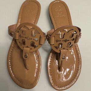 TORY BURCH 'MILLER PATENT SANDAL' IN TAN